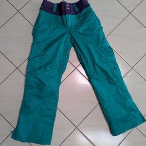 Women's Teal Snow/Ski Pants with Purple Waistband